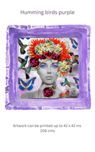 Load image into Gallery viewer, Hummingbirds purple frame outside artwork - Chloe Rox Art Prints -  - UK Art
