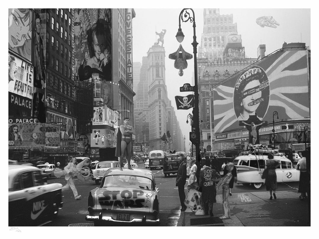 Dirty Hans Pop Goes New York Black and white - Chloe Rox Design - Digital print - UK Art