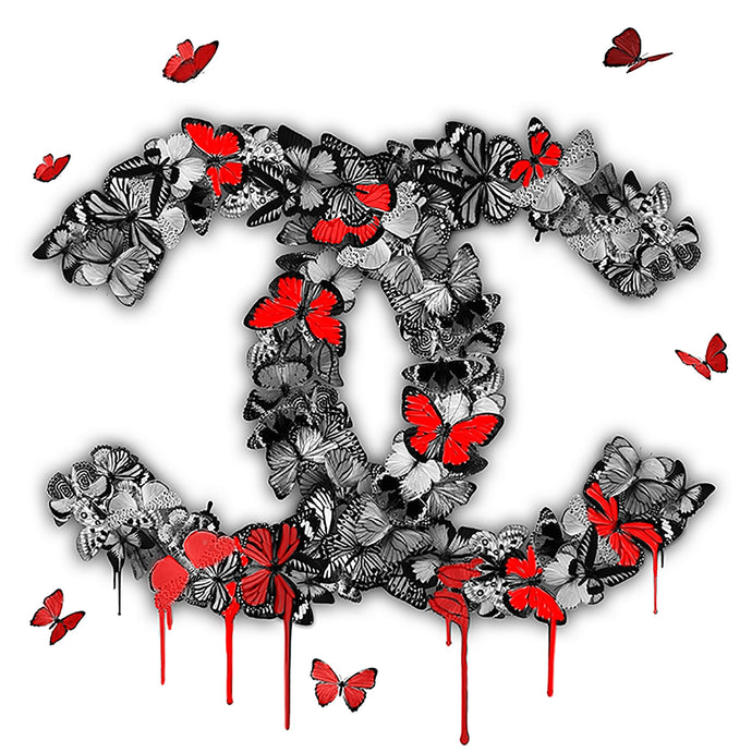 GATHER TOGETHER MONOCHROME & RED - Chloe Rox Design - Digital print - UK Art