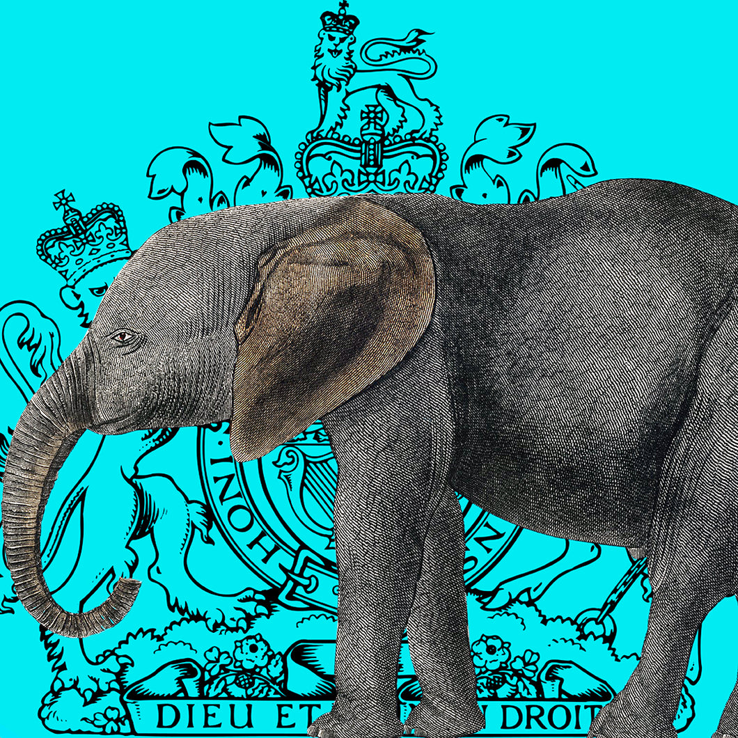 Royal Elephant (Tourqoise) - Chloe Rox Design - Digital print - UK Art