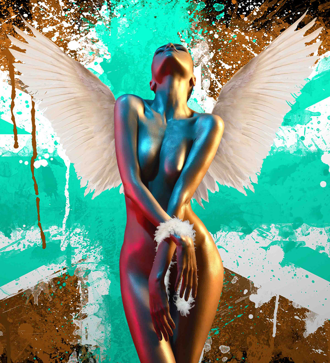 HIGH JACK 1 Turquoise & Bronze - Chloe Rox Design - Digital print - UK Art