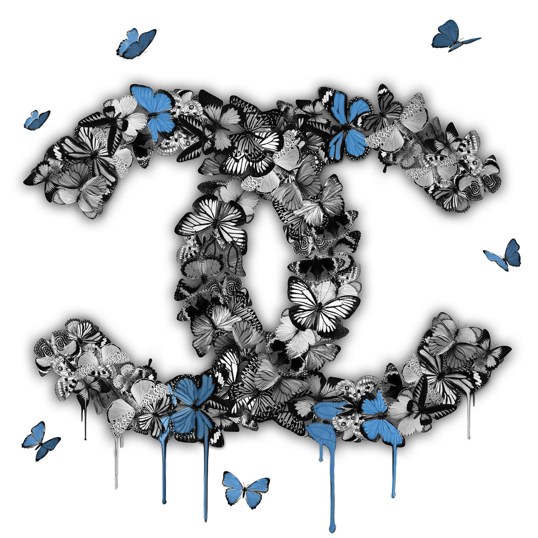 GATHER TOGETHER MONOCHROME & BLUE - Chloe Rox Design - Digital print - UK Art