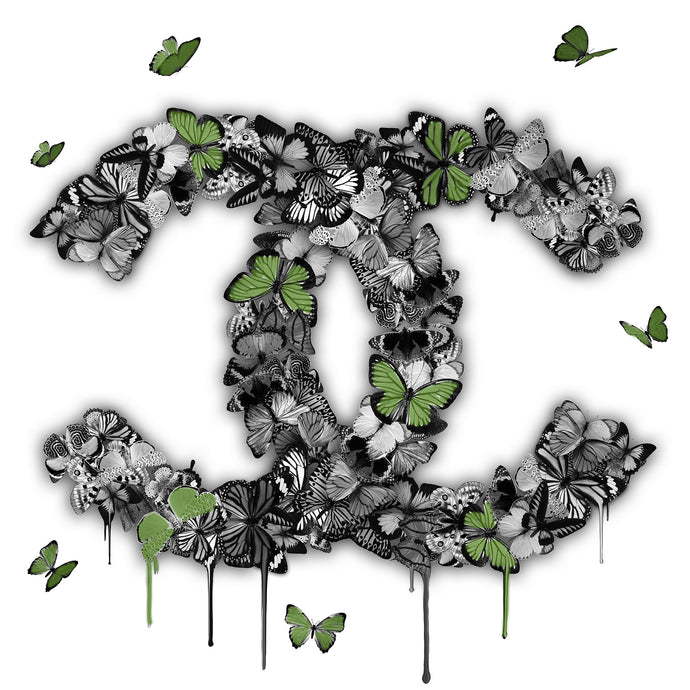 GATHER TOGETHER MONOCHROME & GREEN - Chloe Rox Design - Digital print - UK Art