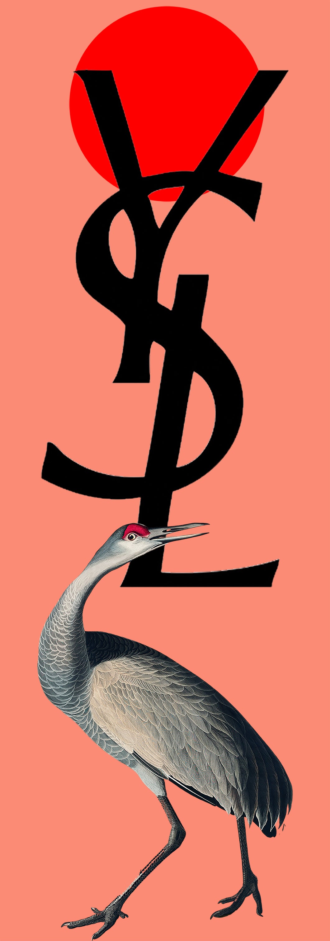 Crane YSL (Peach) - Chloe Rox Design - Digital print - UK Art