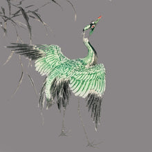 Load image into Gallery viewer, Crane on grey - Chloe Rox Design - Digital print - UK Art
