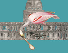 Load image into Gallery viewer, Spoonbill &amp; St Pauls (Teal) - Chloe Rox Design - Digital print - UK Art
